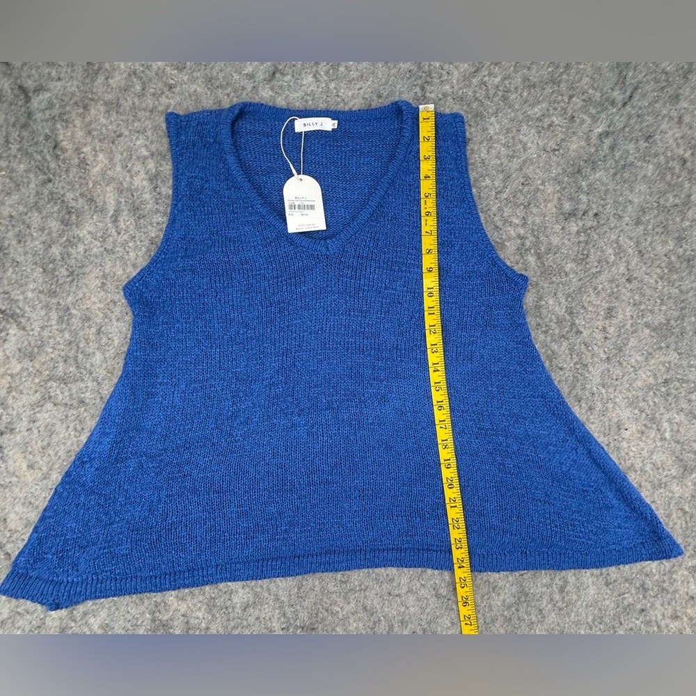 Sleeveless V-Neck Blue Knit Tank Top/shorts set - Picture 14 of 16
